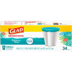 Glad 4 Gallon ForceFlex MaxStrength Drawstring Trash Bags, 34 Count, Fresh Scent, Bahama Bliss, Febreze