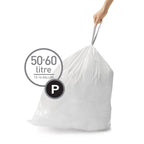 simplehuman 50-60 L / 50 L Drawstring Tall Kitchen Trash Bags, Code P, 60 Count