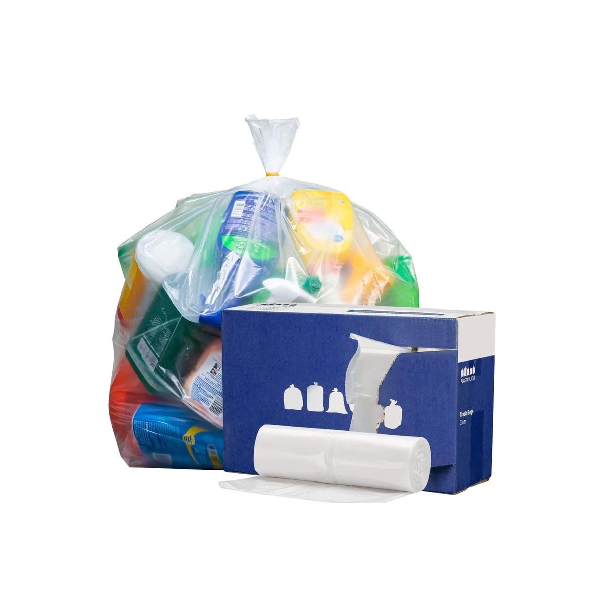 Plasticplace 40-45 Gallon Trash Bags, 100 Count, Clear, 40 x 46 in, 1.5 mil