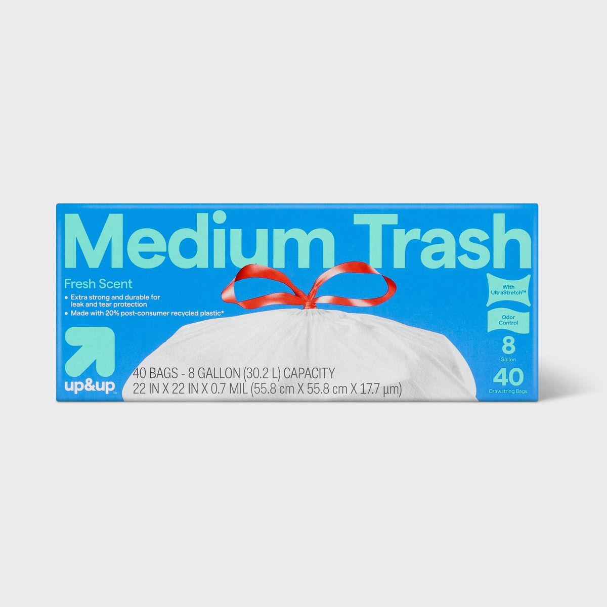 up&up 8 Gallon Drawstring Medium Trash Bags, 40 Count, Fresh Scent