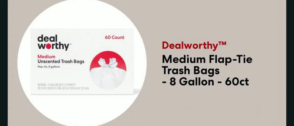 Dealworthy 8 Gallon Flap-Tie Medium Trash Bags, 60 Count