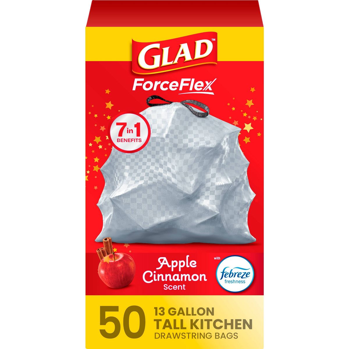 Glad 13 Gallon Trash Bags, 50 Count, Apple Cinnamon