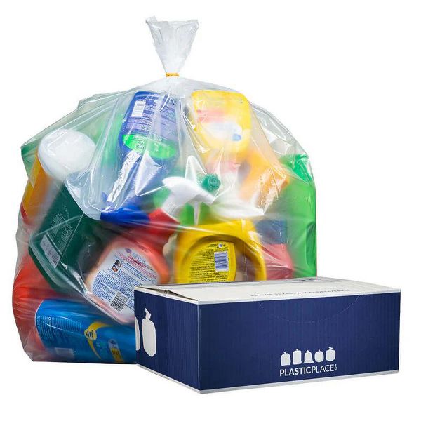 Plasticplace 40-45 Gallon Trash Bags, 50 Count, Clear