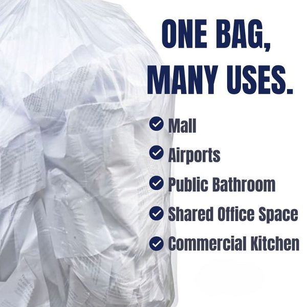 45 Gallon Trash Bags, 250 bags/case, Clear, 40 x 48 in, 16 microns