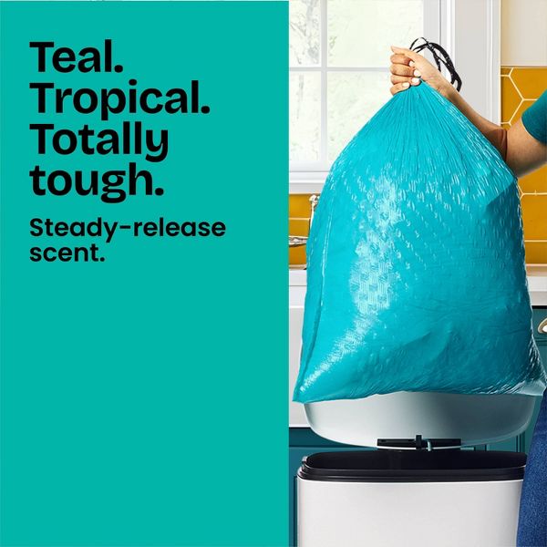 Glad 13 Gallon ForceFlex MaxStrength Drawstring Trash Bags, 45 Count, Bahama Bliss, Febreze