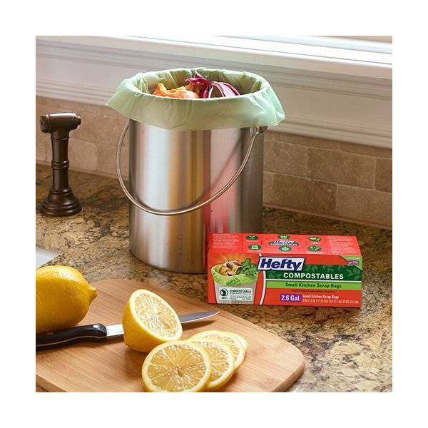 Hefty 2.6 Gallon Compostable Trash Bags, 20 Count