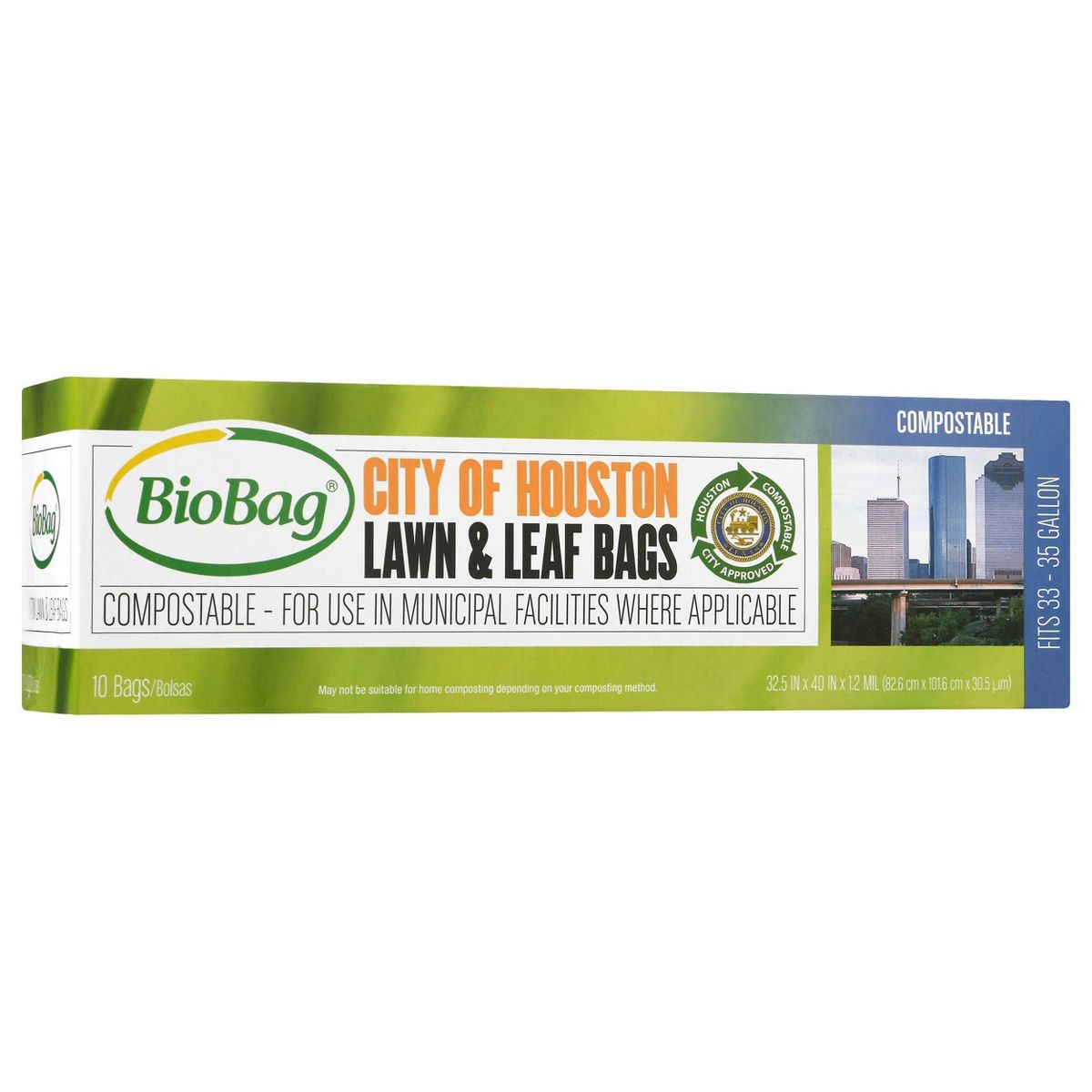 BioBag 33 Gallon Compostable Trash Bags, 10 Count