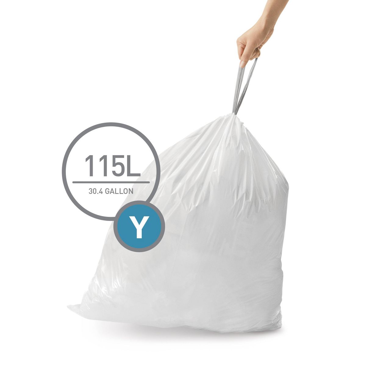 simplehuman 115 L Drawstring Tall Kitchen Trash Bags, Code Y, 200 Count