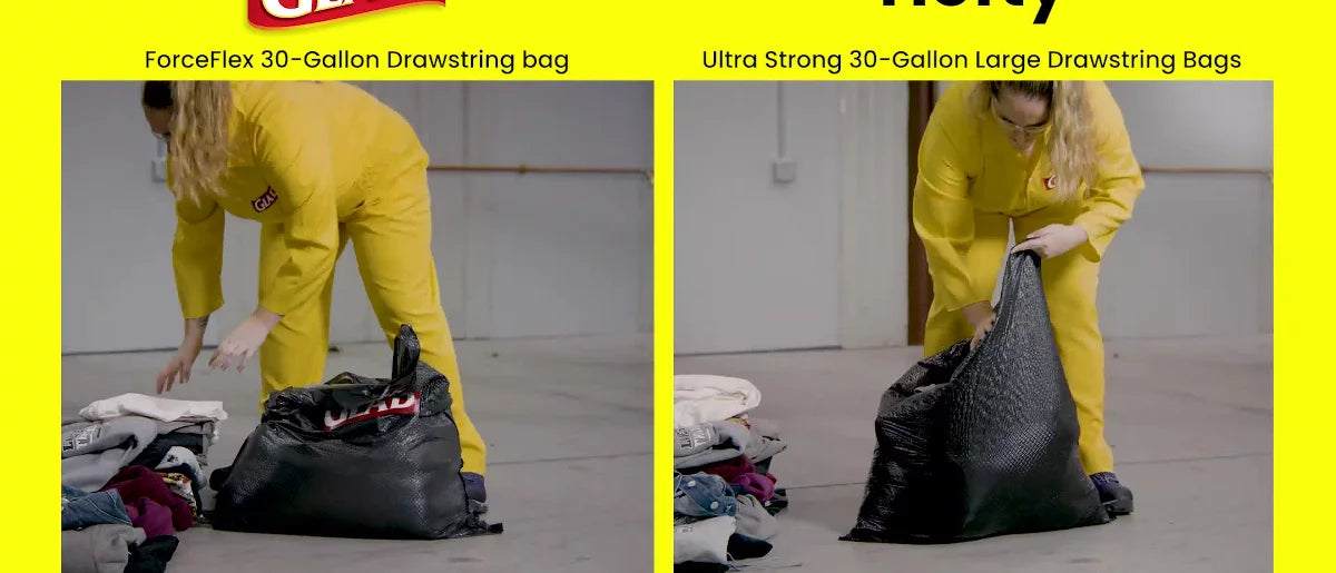 Glad 30 Gallon ForceFlex Drawstring Large Trash Bags, 34 Count, Black