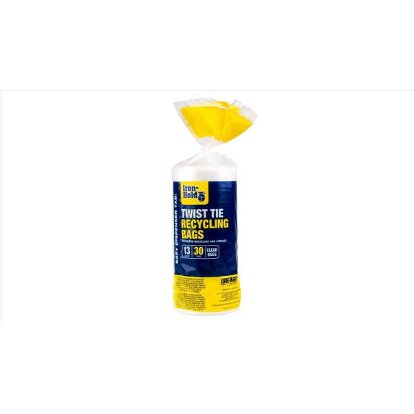 Iron-Hold 13 Gallon Twist-Tie Recycling Bags, 0.7 mil