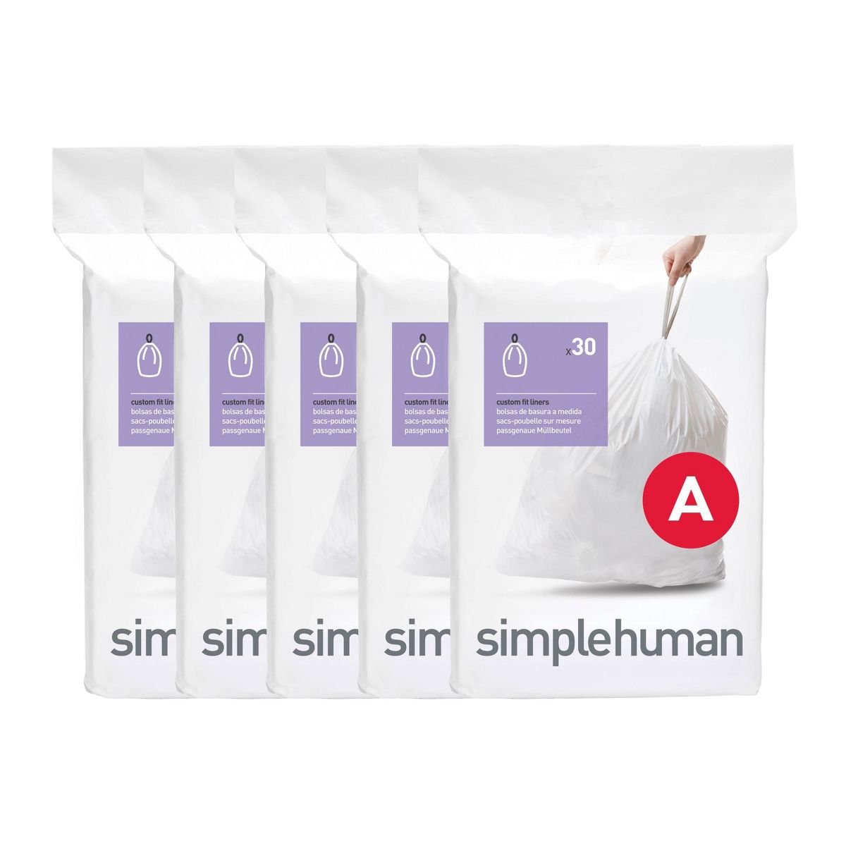simplehuman 4.5 L Bathroom Trash Bags, Code A, 150 Count