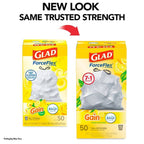 Glad 13 Gallon ForceFlex Drawstring Trash Bags, 50 Count, Lemon