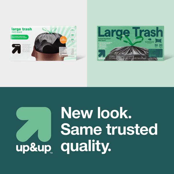 up&up 30 Gallon Drawstring Large Trash Bags, 20 Count, Mint