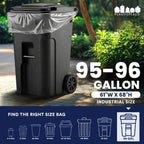 Plasticplace 95-96 Gallon Trash Bags, 25 Count, Clear, 61 x 68 in, 1.5 mil