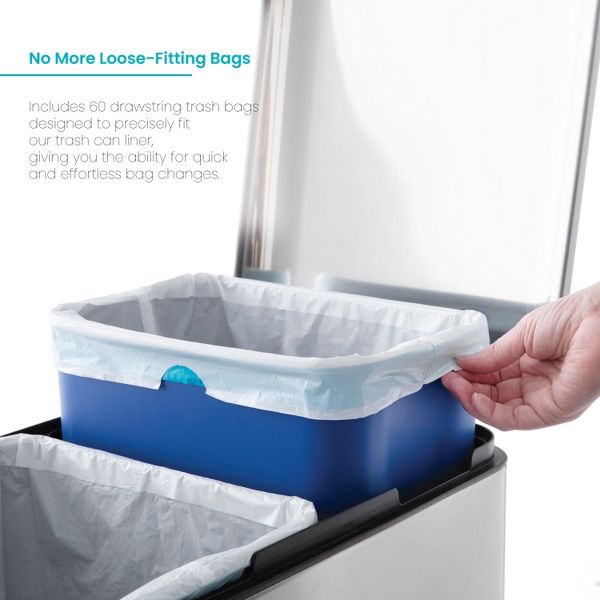 Home Zone Living 5 Gallon Drawstring Recycling Bags, Code 20R, 60 Count