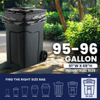 Plasticplace 95-96 Gallon Trash Bags, 25 Count, Black, 61 x 68 in, 3.0 mil