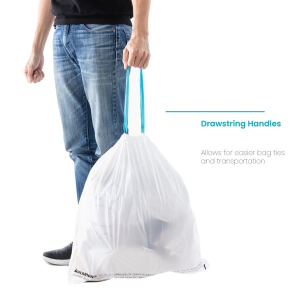 Home Zone Living 8 Gallon Drawstring Tall Kitchen Trash Bags, Code 30S, 60 Count