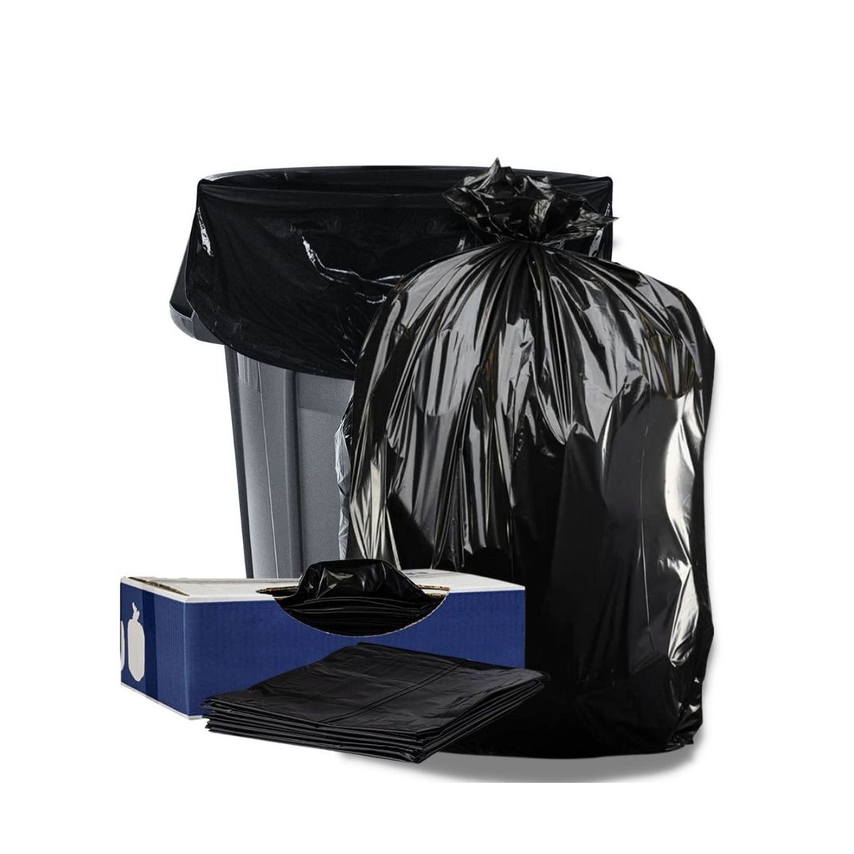 Plasticplace 32-33 Gallon Trash Bags, 100 Count, Black, 1.7 mil