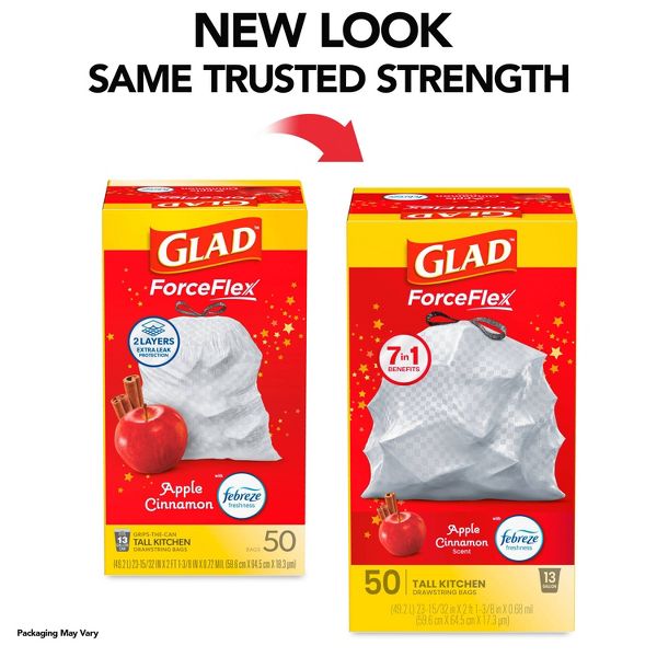 Glad 13 Gallon Trash Bags, 50 Count, Apple Cinnamon