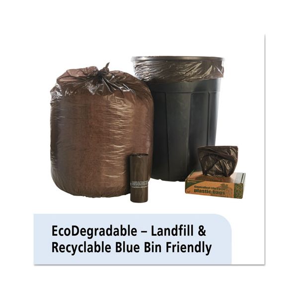Envision Stout 30 Gallon Trash Bags, 60 bags/box, Brown, 30 x 36 in, 0.8 mil