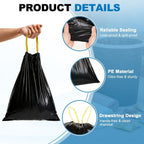 Unique Bargains Drawstring Bathroom Trash Bags, 50 Count, Unscented, Black, Easy-Dispense