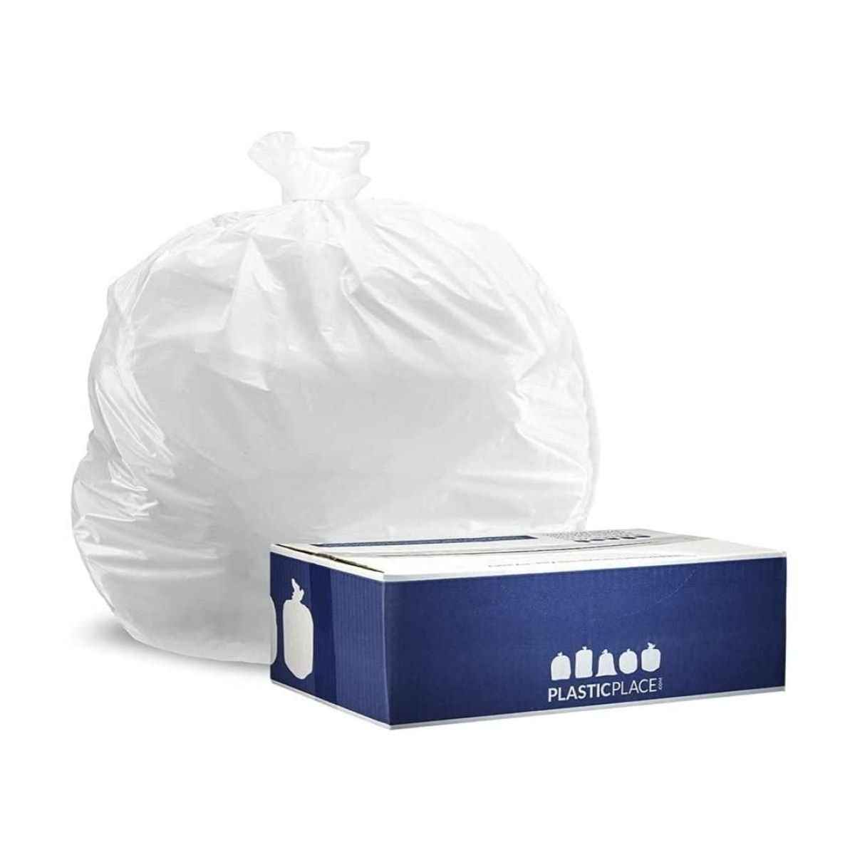 Plasticplace 8 Gallon Trash Bags, 110 Count, White, 22 x 24 in