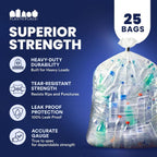 Plasticplace 65 Gallon Heavy-Duty Trash Bags, 25 Count, Clear, 50 x 48 in, 2.7 mil
