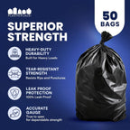 Plasticplace 65 Gallon Trash Bags, 100 Count, Black, 50 x 48 in, 1.5 mil