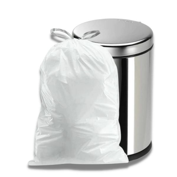 Plasticplace 5.2 Gallon / 20 L Trash Bags, Compatible with simplehuman Code E, 100 Count, White, 18.75 x 20 in