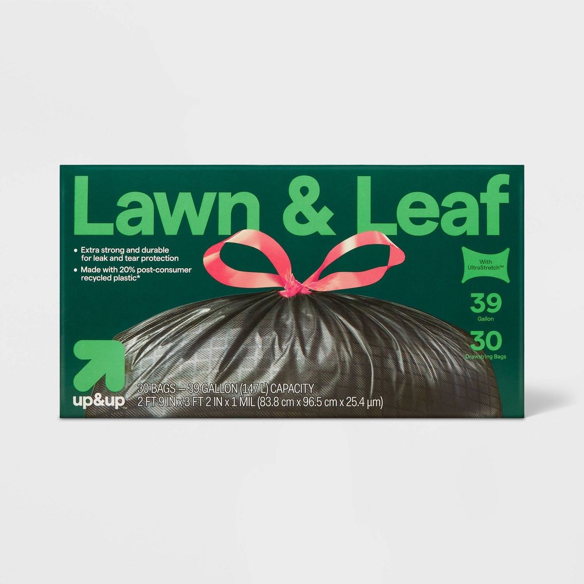 up&up 39 Gallon Drawstring Lawn and Leaf Bags, 30 Count
