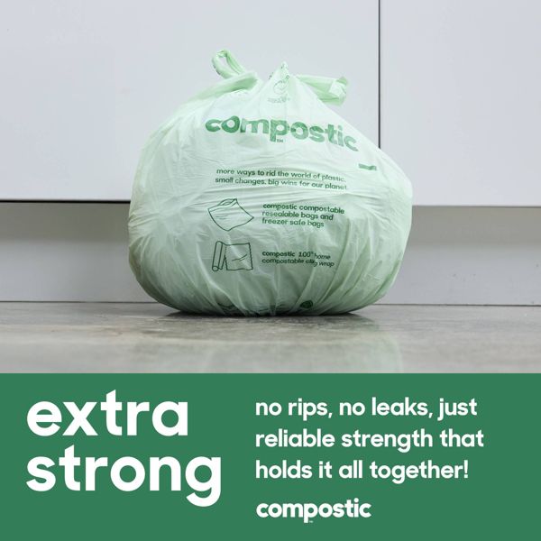 Compostic 3 Gallon Compostable Trash Bags, 48 Count