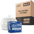 6-10 Gallon Multi-Purpose Trash Bags, 4000 Count, Clear