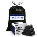 Plasticplace 13 Gallon Drawstring Trash Bags, 50 Count, Black, 24 x 31 in, 1.2 mil