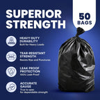 Plasticplace 55-60 Gallon Trash Bags, 50 Count, Black