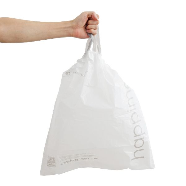 happimess 4 Gallon / 15 L Drawstring Trash Bags, 200 Count, per roll: 50 bags, Unscented, White