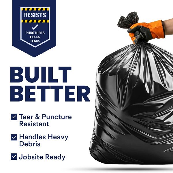 Plasticplace 55 Gallon Contractor Trash Bags, 32 Count, Black, 38 x 58 in, 4 mil