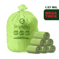 Simply Bio Compostable Flat-Top Trash Can Liners, 60 Count, Green, 1.57 mil