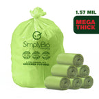 Simply Bio Compostable Flat-Top Trash Can Liners, 60 Count, Green, 1.57 mil