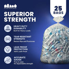 Plasticplace 95-96 Gallon Trash Bags, 25 Count, Clear, 61 x 68 in, 1.5 mil