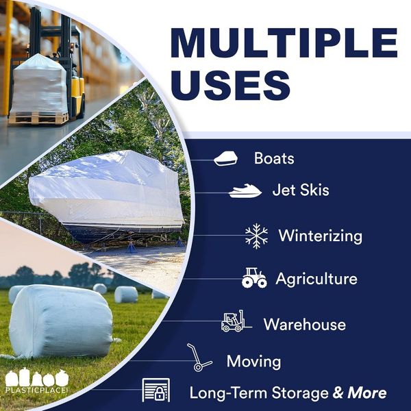 Plasticplace Heavy-Duty Boat and Equipment Shrink Wrap, LLDPE, 17 ft. x 150 ft.