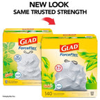 Glad 13 Gallon ForceFlex Drawstring Trash Bags, 140 Count, Gain Original