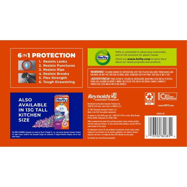Hefty 30 Gallon Fabuloso Trash Bags, 34 Count