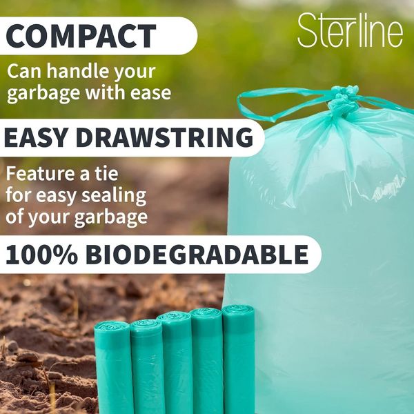 Sterline 2.6-4 Gallon Drawstring Trash Bags, Compatible with simplehuman Code R, 50 Count