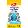 Glad 13 Gallon ForceFlex MaxStrength Drawstring Trash Bags, 45 Count, Fresh Air