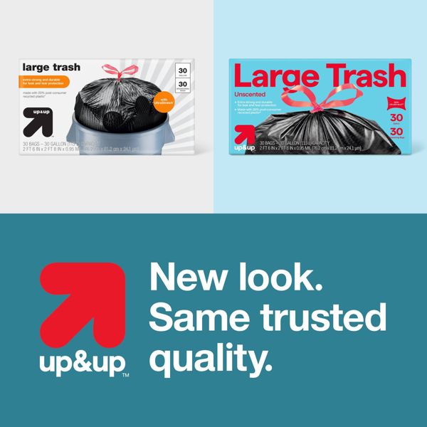 up&up 30 Gallon Drawstring Large Trash Bags, 30 Count
