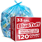 33 Gallon Heavy-Duty Recycling Bags, 120 Count, Blue