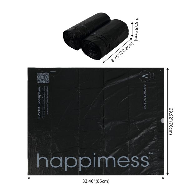 happymess 30 Gallon / 114 L Drawstring Trash Bags, 100 Count, per roll: 25 bags, Unscented, Black