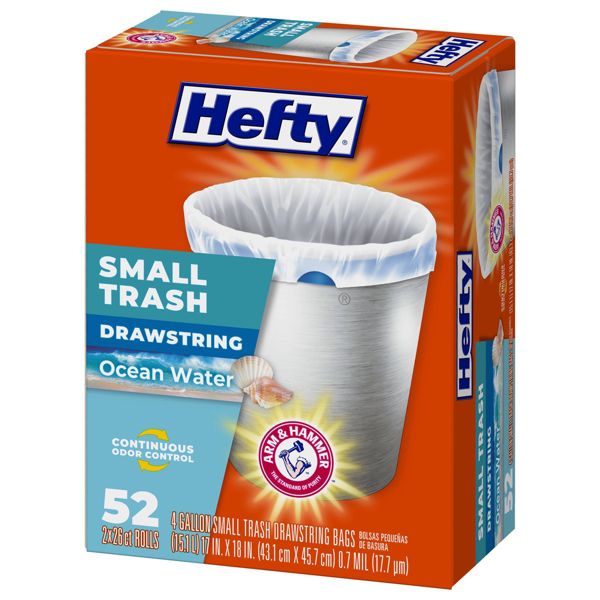 Hefty Small Trash Bags, 52 Count, Ocean Water