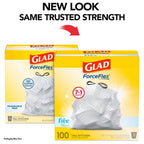 Glad 13 Gallon ForceFlex Drawstring Trash Bags, 100 Count, Unscented