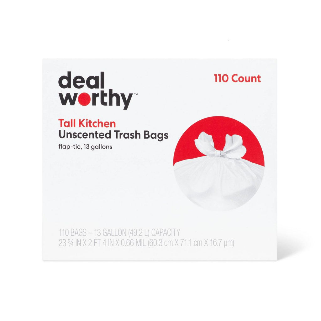 Dealworthy 13 Gallon Tall Kitchen Trash Bags, 110 Count